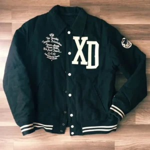 10 Deep Black Cats Varsity Jacket