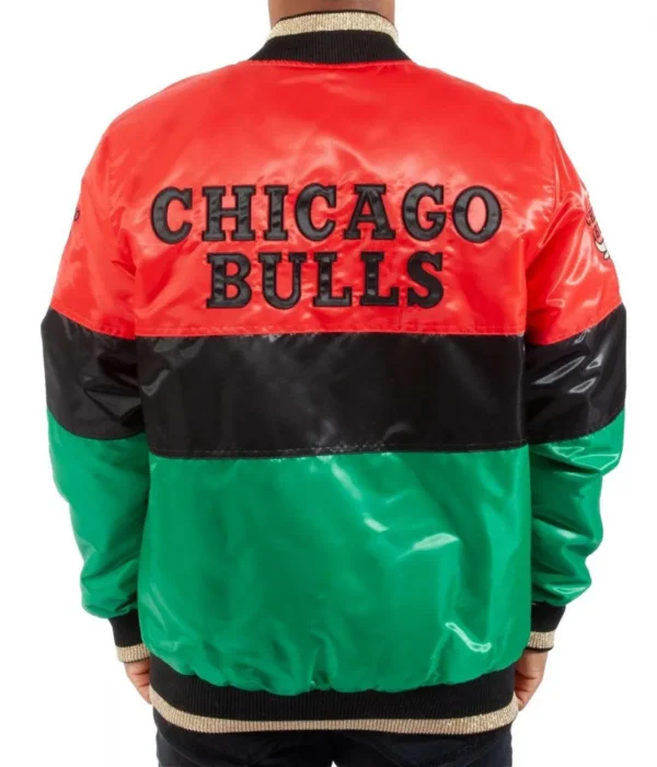 75th Anniversary Chicago Bulls Color Block Satin Jacket - Image 2