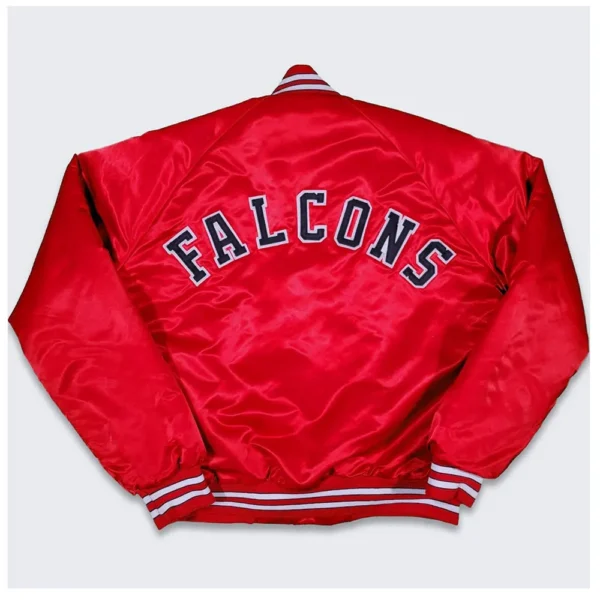 80’s Atlanta Falcons Red Bomber Satin Jacket - Image 2