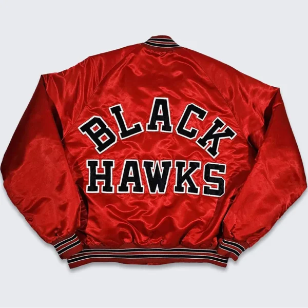 80’s Chicago Blackhawks Red Bomber Jacket - Image 2