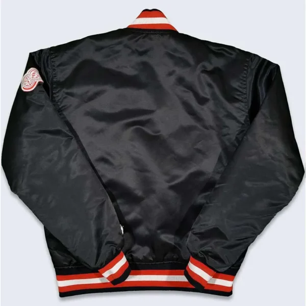 80’s Detroit Red Wings Black Bomber Jacket - Image 2