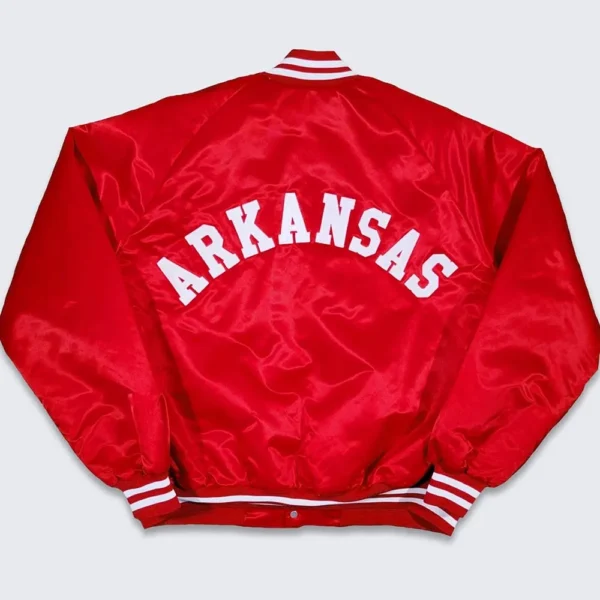 80’s Arkansas Razorbacks Red Bomber Jacket - Image 2