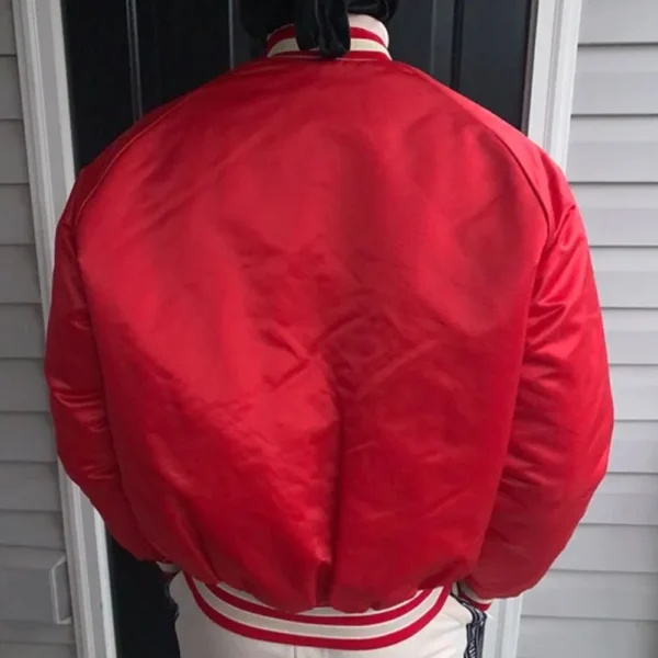 80’s Atlanta Falcons Red Bomber Satin Jacket - Image 3