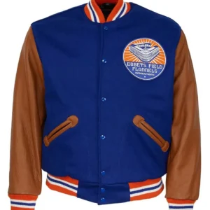 1988 Ebbets Field Flannels Blue and Brown Varsity Jacket