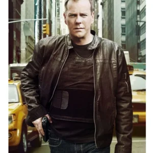 24 Kiefer Sutherland Brown Leather Jacket