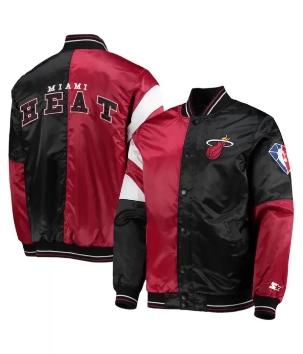 75th Anniversary Miami Heat Leader Red/Black Satin Jacket - Image 3