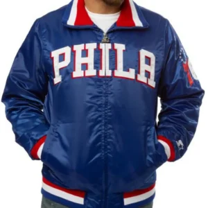 76ers Philadelphia Bomber Blue Jacket