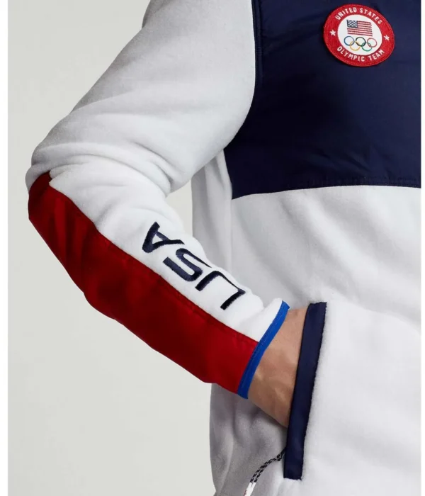 2022 Olympics Closing Ceremony Team USA Navy Blue and White Jacket - Image 3
