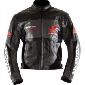 Black Honda Motorbike Genuine Cowhide Leather Jacket