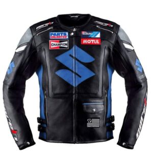 Suzuki Black Motul Motorcycle Leather Racing Jacket