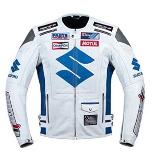 Suzuki Motul Motorcycle White Leather Racing Jacket