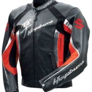 Suzuki Hayabusa Motorcycle Leather Red Racing Jacket
