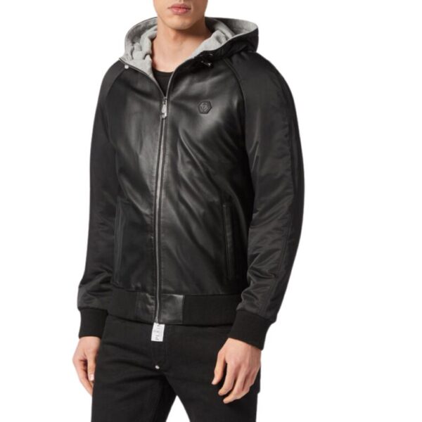 PHILIPP PLEIN LEATHER HOODED JACKET - Image 2