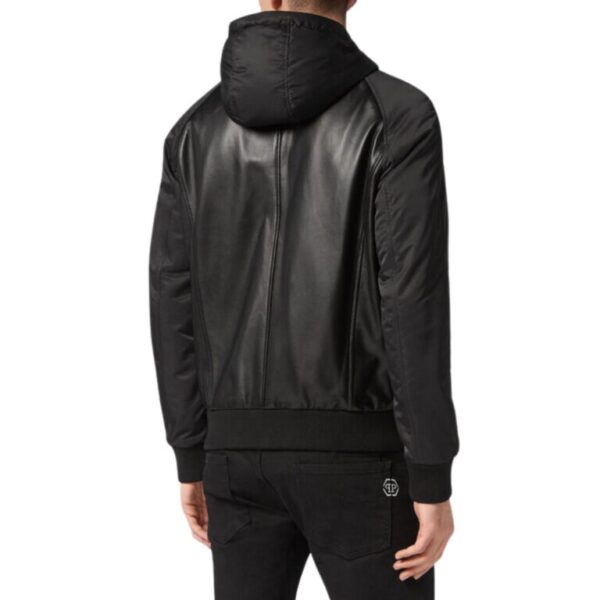 PHILIPP PLEIN LEATHER HOODED JACKET