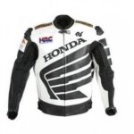 Honda Motorbike Cowhide Leather Jacket Black & White