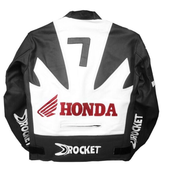 Honda Motorbike Racing Cowhide Leather Jacket Black & White