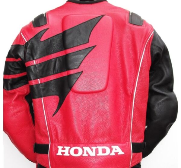 Honda Motorbike Leather Jacket with Red/Black Color