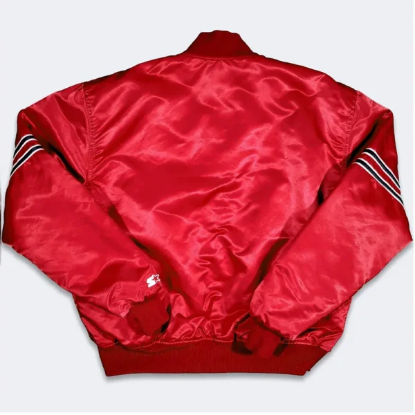 80s Arizona Cardinals Bomber Red Satin Jacket - Image 2