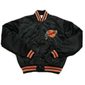 80s San Francisco Giants Bomber Black Satin Jacket