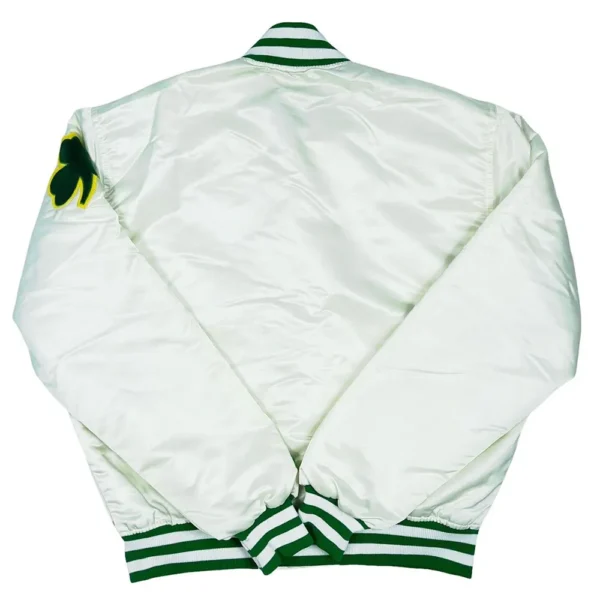 90’s Boston Celtics Bomber White Satin Jacket - Image 2