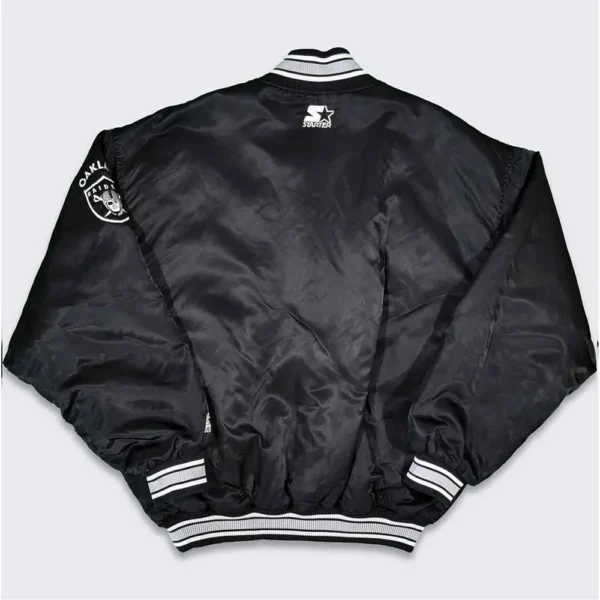 90’s Oakland Raiders Black Bomber Jacket - Image 2