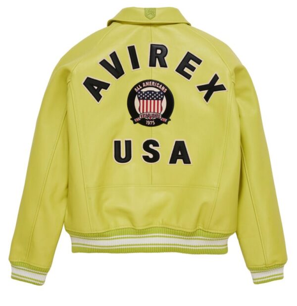 Avirex Leather Jacket Limeaide Yellow - Image 2