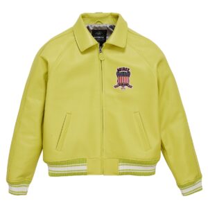Avirex Leather Jacket Limeaide Yellow