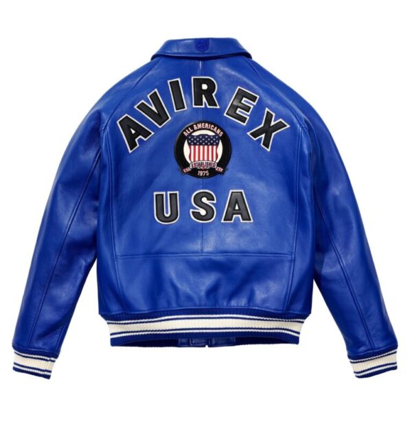 Avirex Leather Jacket Mazarine Blue - Image 2