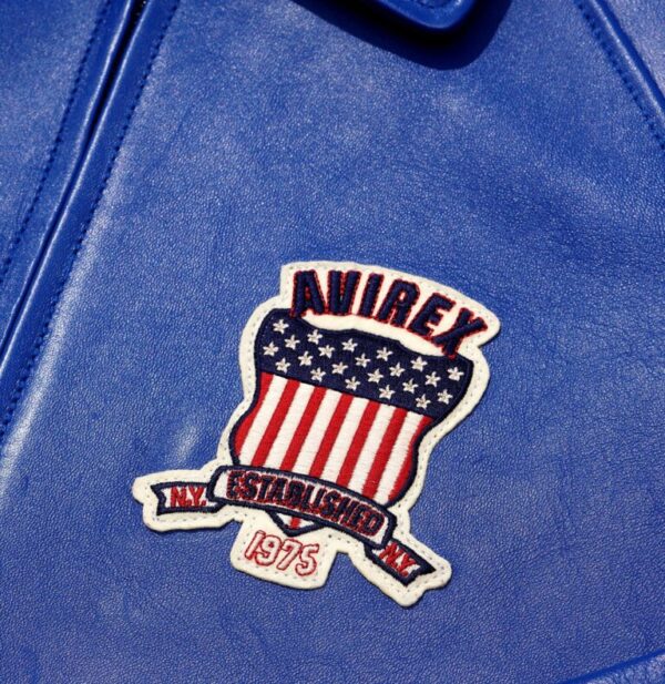 Avirex Leather Jacket Mazarine Blue