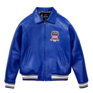 Avirex Leather Jacket Mazarine Blue