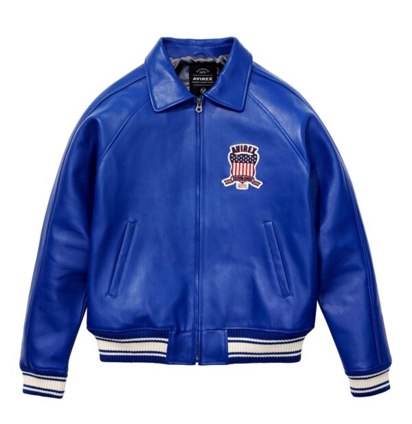 Avirex Leather Jacket Mazarine Blue