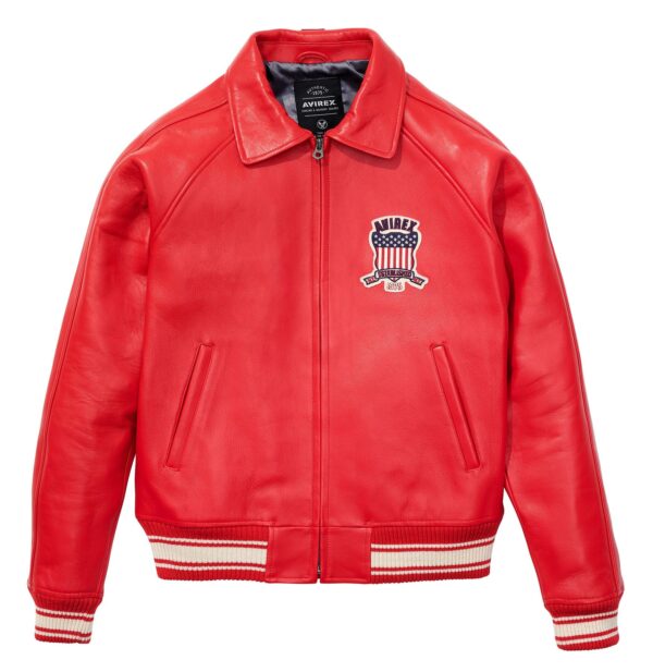Avirex Leather Jacket Salvage Red