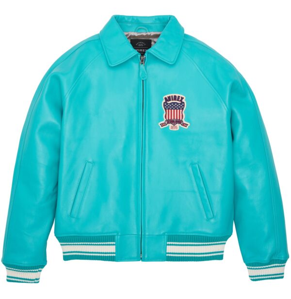 Avirex Leather Jacket Turquoise