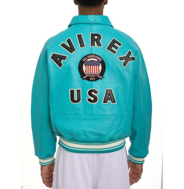 Avirex Leather Jacket Turquoise