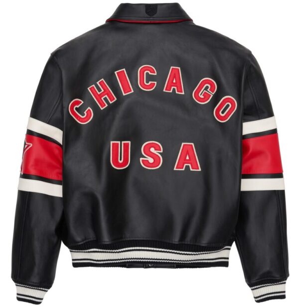 Avirex Leather Jacket Chicago USA Black - Image 2