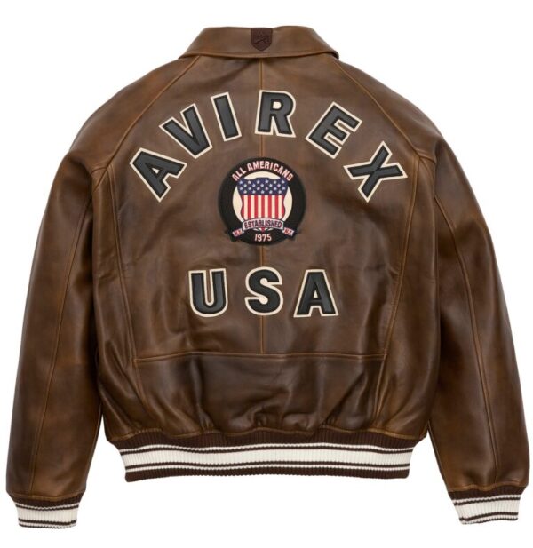 Avirex Vintage Brown Leather Jacket - Image 2