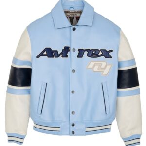 AVIREX LEGEND LEATHER JACKET BLUE, WHITE & BLACK