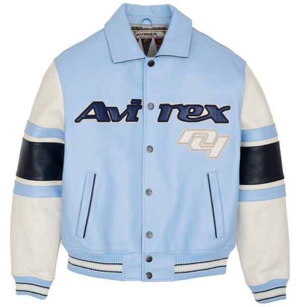 AVIREX LEGEND LEATHER JACKET BLUE, WHITE & BLACK