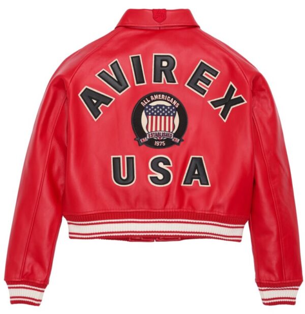 AVIREX CROPPED RED ICON LEATHER JACKET - Image 2