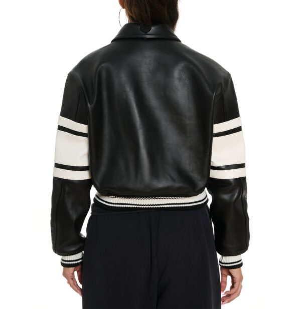 AVIREX CROPPED BLACK ICON LEATHER JACKET