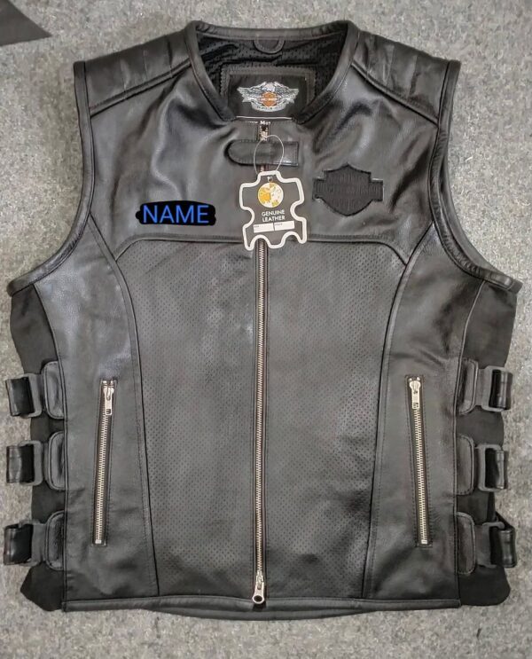HARLEY DAVIDSON SKULL EMBROIDERED LEATHER VEST