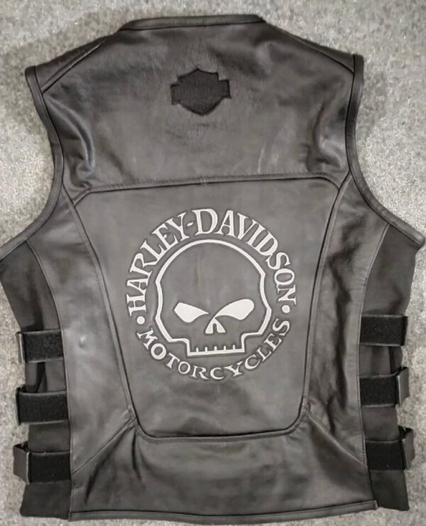 HARLEY DAVIDSON SKULL EMBROIDERED LEATHER VEST