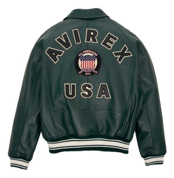 Avirex Leather Jacket Hunter Green - Image 2