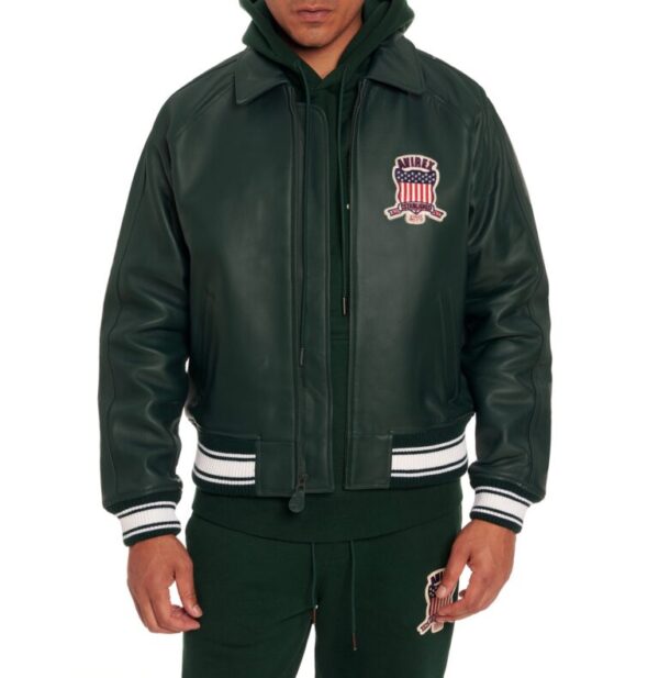 Avirex Leather Jacket Hunter Green - Image 3