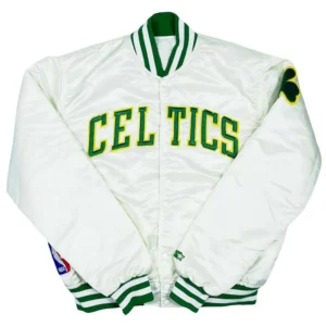 90’s Boston Celtics Bomber White Satin Jacket