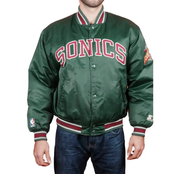 90’s Seattle Supersonics Green Jacket - Image 2