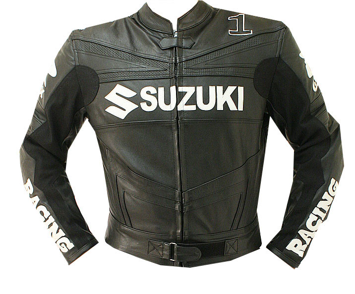 Suzuki Motorcycle Leather Black Jacket