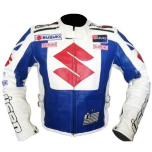 Suzuki Racing Motorcycle Men Leather Jacket